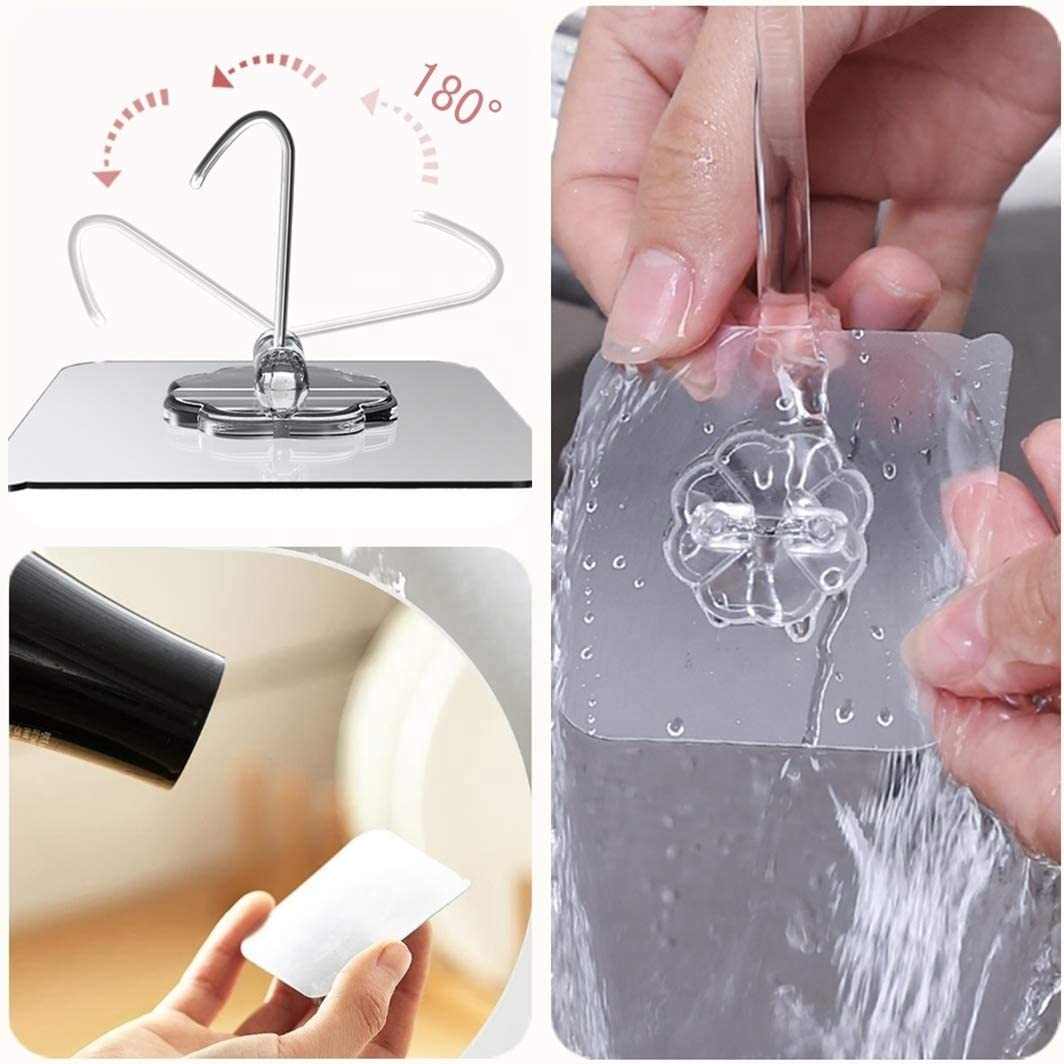 Heavy Load Bearing Wall Hook-  Pack of 20 (Perforation free, Non-trace transparent, Multipurpose)