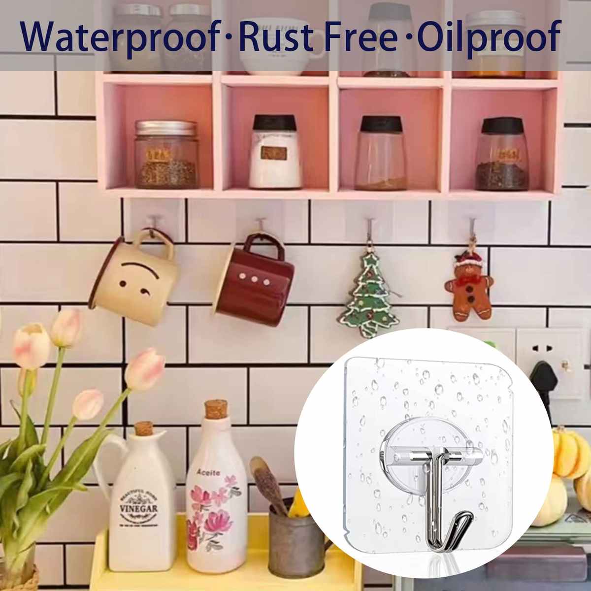 Heavy Load Bearing Wall Hook-  Pack of 20 (Perforation free, Non-trace transparent, Multipurpose)