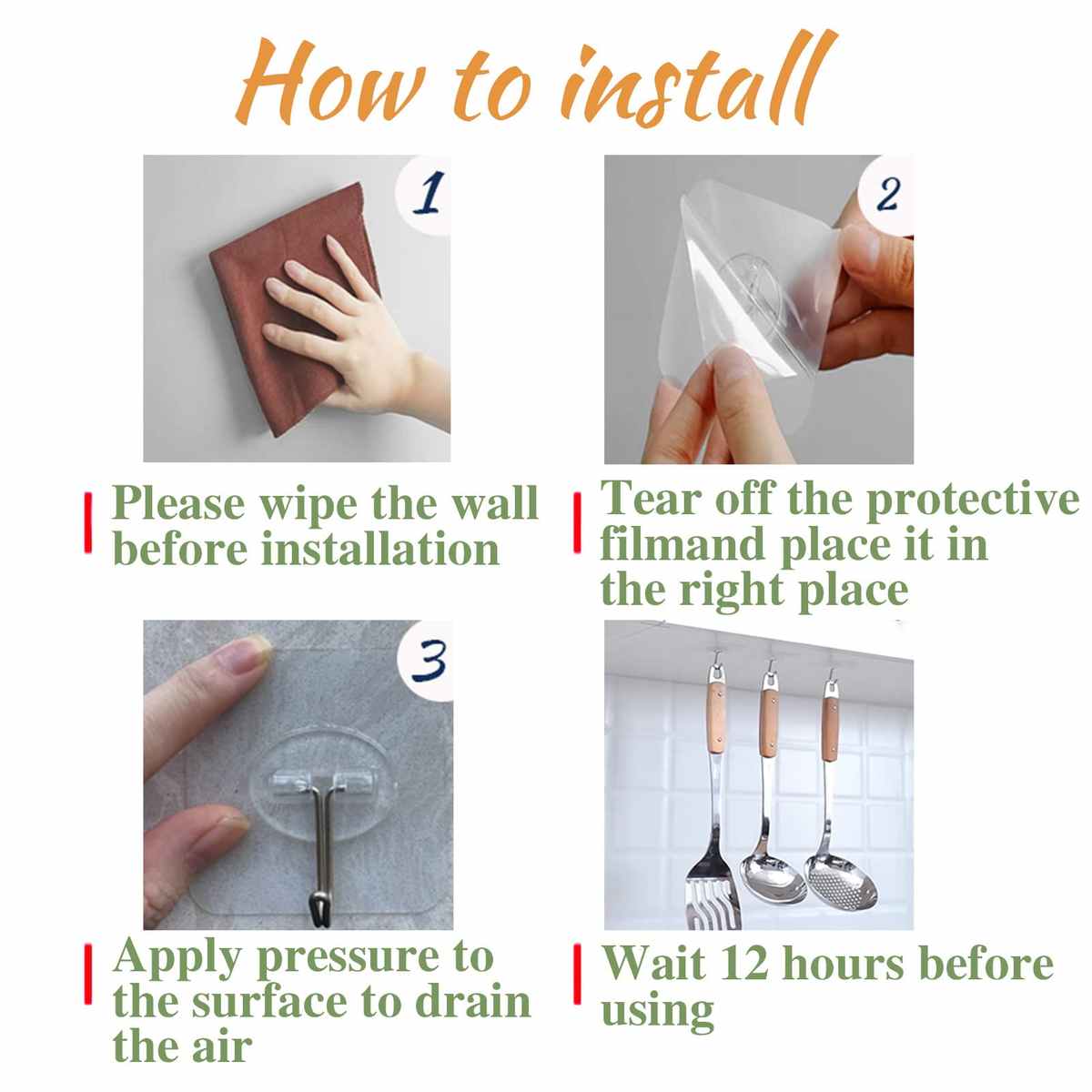 Heavy Load Bearing Wall Hook-  Pack of 20 (Perforation free, Non-trace transparent, Multipurpose)